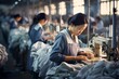 © Denis - Asian Chinese seamstress female worker in textile factory