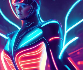 Canvas Print - Inside the Tron, Generative AI Illustration