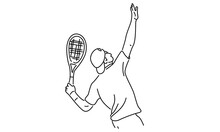 Line Art Of Tennis Player Hit The Ball
