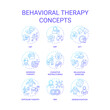 2D gradient icons set representing behavioral therapy concepts, isolated vector, thin line blue illustration.