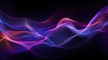 Neon Colour Purple Lines On Black Background. Creative Abstract Wallpaper, Ai Generated