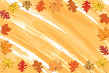 Wall Mural - Vector background of autumn foliage. Autumn leaves. Hand drawn autumn wallpaper. Vector illustration