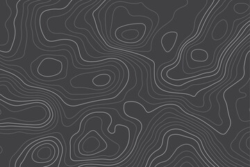 Abstract topographic contours map background. Topography black and white wave lines vector background. Geographic abstract grid. Wavy curve lines banner design.