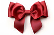 © Nate - red ribbon gold bow isolated on white, in the style of rich color contrasts, close-up, dark white and maroon,