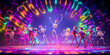 © ZaStock - illustration of skeletons which dancing on Halloween disco party