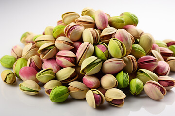 Aufkleber - Unshelled pistachios isolated on transparent or white background  Generative AI technology...