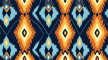 A Blue Background With An Indian Style Design, In The Style Of Dark Navy And Amber, Zigzags, Mesoamerican Influences, Bold Color Scheme, Dark 