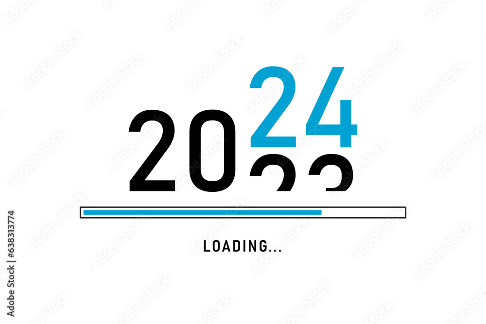 Loading process ahead of new year 2024. Symbol of new year 2024 ...