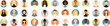 Icons of different people. Modern design. Transparent background.