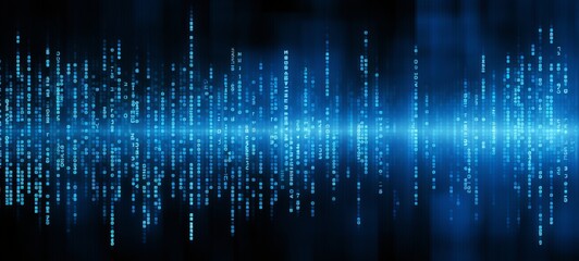 Aufkleber - Blue digital binary data on computer screen background. Banner.