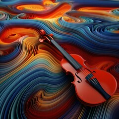 Wall Mural - abstract background with violin, modern multicolor music design with paper cut structure