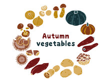 秋の野菜のフレーム（４色）