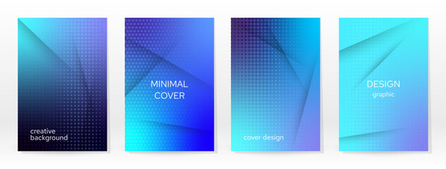 Wall Mural - Minimal Poster. Pastel Soft. Blue Gradient Set.