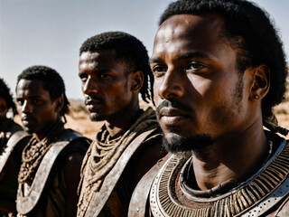 photo of african man tribal warriors with armor, generative AI