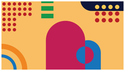 Poster - Abstract background with geometric shapes and dots. Abstract background with geometric shapes in retro-modern style colors. Vector illustration. eps10
