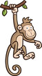 Cute monkey hanging and smiling cartoon illustration
