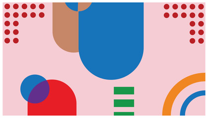 Poster - Abstract background with geometric shapes and dots. Abstract background with geometric shapes in retro-modern style colors. Vector illustration. eps10
