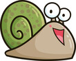 Cute fat green grey snail cartoon illustration