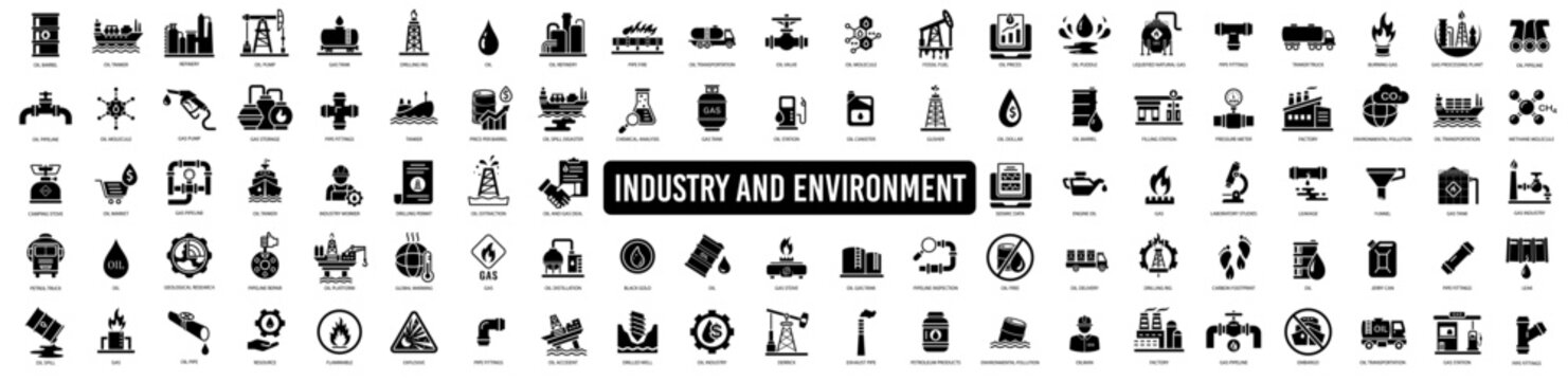 Wall Mural -  - Industry and environment icons. Vector illustration