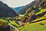 Fototapeta Natura - beautiful meadow landscape in the mountains, alps, italy, austria
