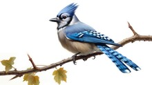 Inquisitive Blue Jay Photo Realistic Illustration - Generative AI.