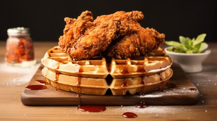 Wall Mural - chicken and waffles