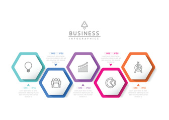 Wall Mural - Vector infographic business presentation template connected with 5 options