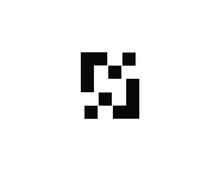 Letter NH Pixel Rectangle Logo