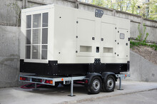 Industrial Natural Gas Generator Power On The Trailer. Natural Gas Trailer Mounted Industrial Generator For Mobile Power Supply.