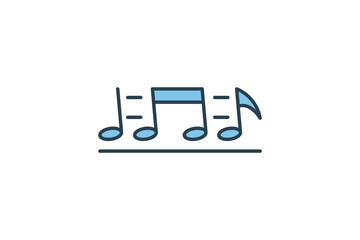 Poster - Musical Note Icon. Icon related to multimedia and entertainment. suitable for web site design, app, user interfaces. flat line icon style. Simple vector design editable