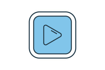 Poster - Play Button Icon. Icon related to multimedia and entertainment. suitable for web site design, app, user interfaces. Flat line icon style. Simple vector design editable
