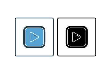 Poster - Play Button Icon. Icon related to multimedia and entertainment. suitable for web site design, app, user interfaces. Solid icon style. Simple vector design editable
