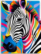 Illustration of a zebra with vibrant and unique multi-colored stripes created with Generative AI technology