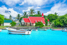 Landscape With Red Church At Cap Malheureux Village, Mauritius Island