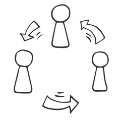 People connection, social network, link, teamwork. Hand drawn icon doodle sketch vector illustration