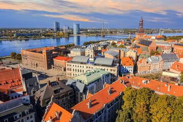 Wall Mural - Aerial view of the capital Riga, Latvia