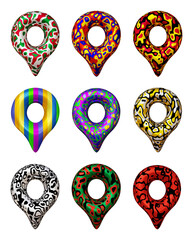 Fototapete - Set of location or map pin icon in 3d rendering isolated on transparent background for navigation, direction, gps and travel concept.