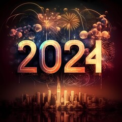 Happy new year 2024. christmas and new year concept. Created by generative AI