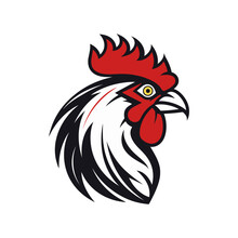 Rooster Head Vector Illustration On White Background