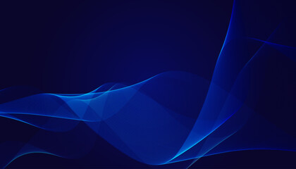 Wall Mural - Modern blue gradient flowing wave lines. Dark abstract background with glowing wave. Shiny moving lines design element.