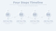 Neumorphic connection timeline steps infographics template design with four steps or options