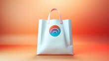 A Logo Design Template In The Shape Of A Shopping Bag With A Hand Pressing A Button As A Company Or Market Place Symbol