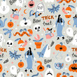 Halloween party doodles vector pattern