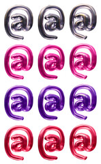 Poster - Set of email or at symbol design. icon or sign shape isolated on transparent background in 3d rendering.