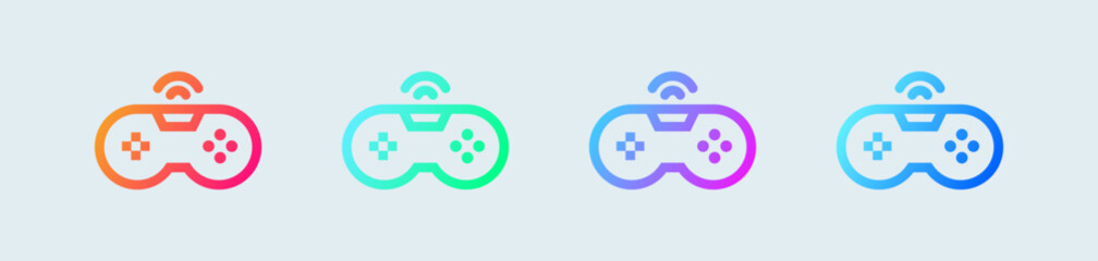 Poster - Game console line icon in gradient colors. Joystick signs vector illustration.