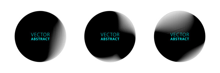 Wall Mural - set of circular graphic elements. light and shadow texture. vector monochrome illustration.
