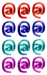 Poster - Set of email or at symbol design. icon or sign shape isolated on transparent background in 3d rendering.