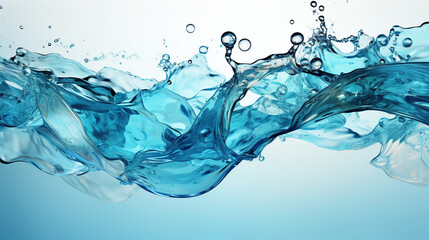 Natural Flow of Beautiful Splashes of Blue Water on White Background AI Generative