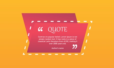 Red Quote frame. Quote remark, mention quotations frame and callout text template. Talk remark quotation frame. Vector ilustration