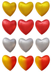 Poster - Set of heart symbol icon isolated on transparent background in 3d rendering. Love sign logo for Romantic and wedding